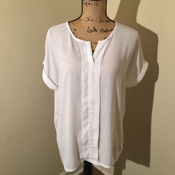 Saks Fifth Avenue Black Label Tops - Saks 5th Avenue Black Label white semi-sheer top